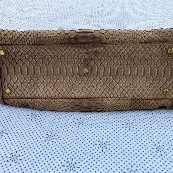 Gucci Women Tote Handbag Brown Python GG Running  Satchel Bag - Picture 12 of 16